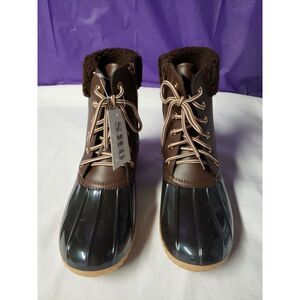 Nature‎ Breeze Ladies Duck-02 Lace Up and Zipper Waterproof Insulated Boot,Brown